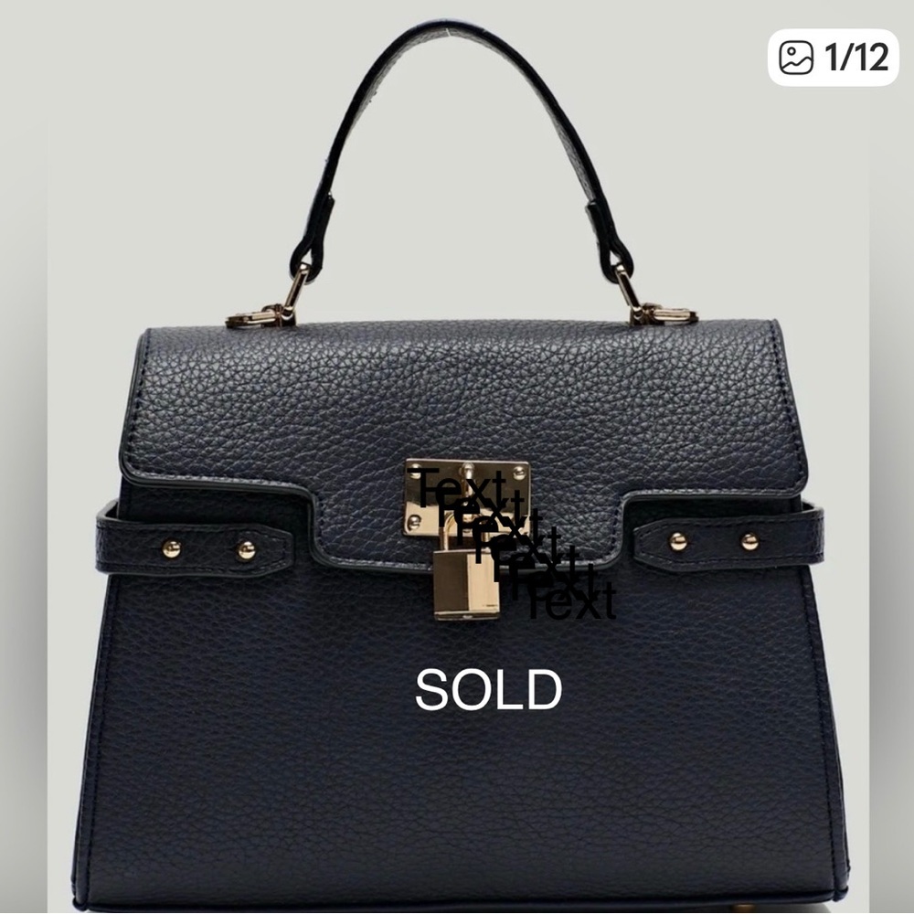 Navy Blue structured Vegan Leather crossbody/ satchel/Top Handle